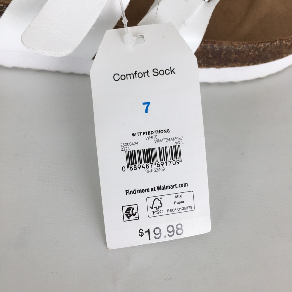 Women’s Comfort Sandals NEW White by Time And Tru Double Buckle Cork Footbed - Picture 9 of 12